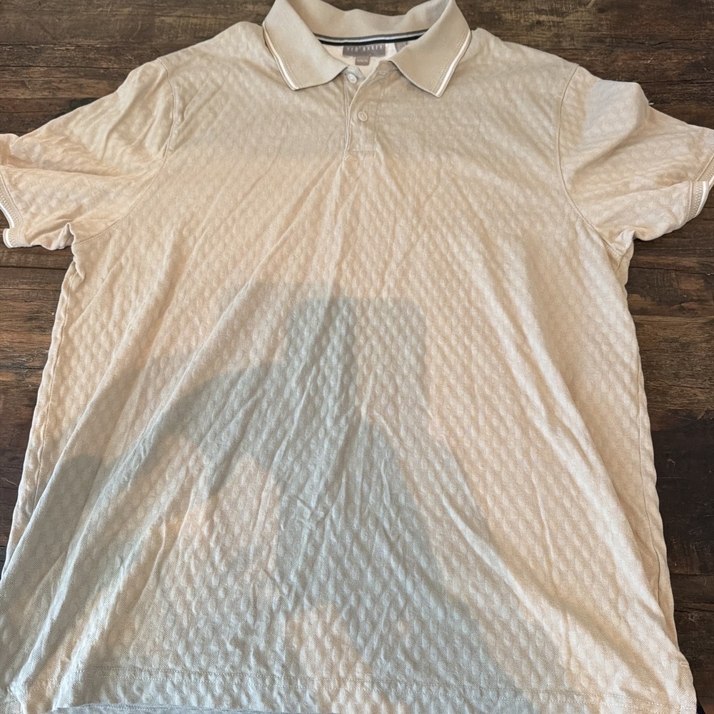 Ted Baker Mens Textured Polo Shirt Color Tan Size XL!